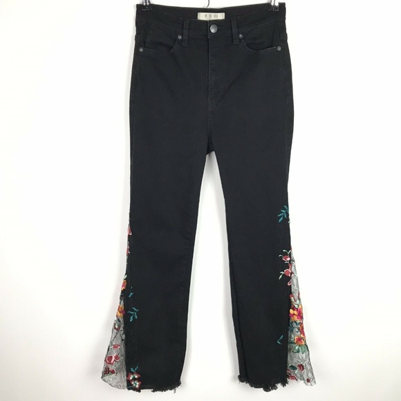 Free People Denim - Free People We The Free Jeans Black Floral Flare